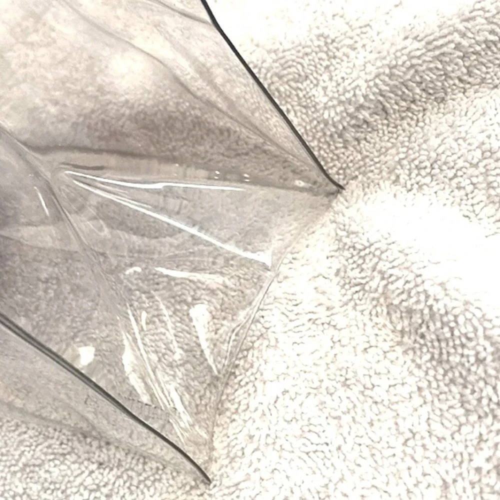 Chanel Clear Vinyl Tote Beaute Bag Black Top Handles Stadium See-through 10x7 In